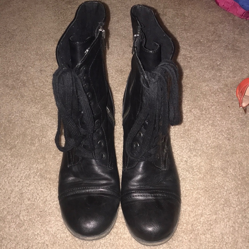 black combat boots